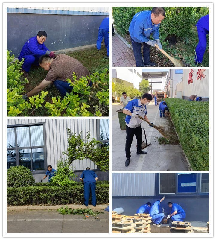 在公司領導的帶領下,各部門積極投入廠區內外(wài)公共區域的清潔工(gōng)作中,大家熱情高漲,分工合作 在公(gōng)司領導的帶領下(xià),各部門積極投入廠區內外公共區(qū)域的清(qīng)潔工作中,大家熱情高漲,分工(gōng)合作